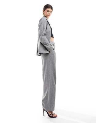 Vila Tailored Pleat Front Pants In Soft Herringbone - Part Of A Set-multi