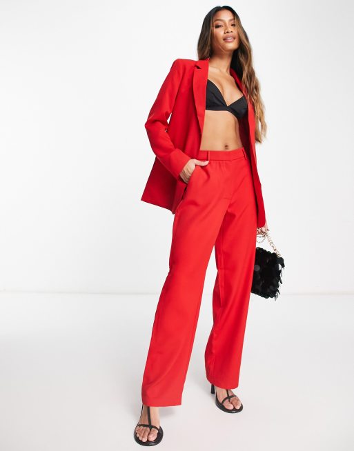 Cherry red wide-leg pants