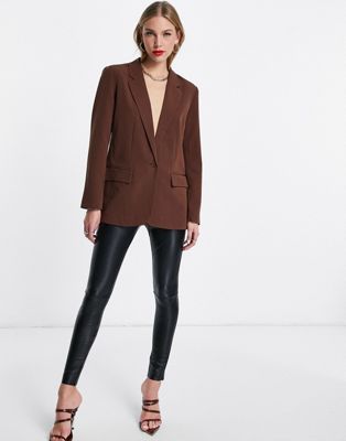 Vila tailored suit blazer in chocolate brown