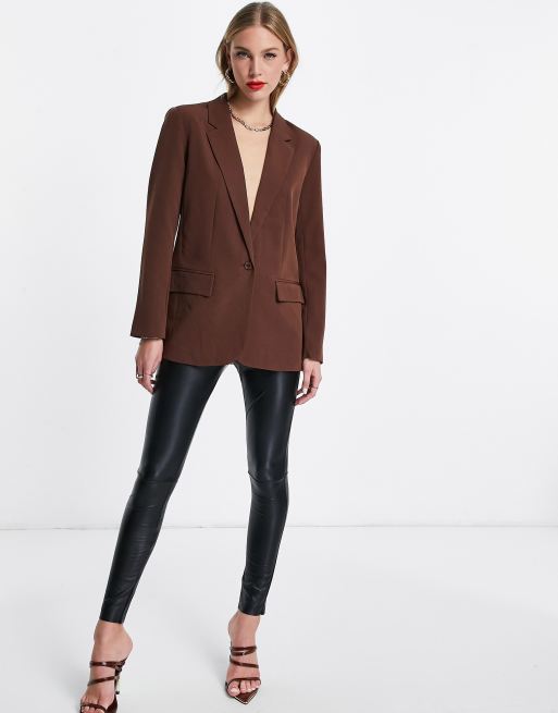 Vila tailored suit blazer in chocolate brown | ASOS