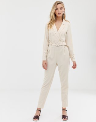 cream utility jumpsuit