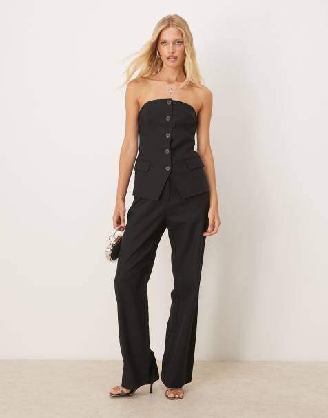 Vila tailored vest and trouser co-ord in black - view 1