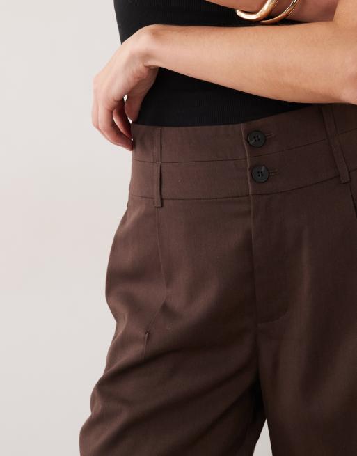 Vila tailored wide leg pants co-ord in chocolate brown, 4 of 5
