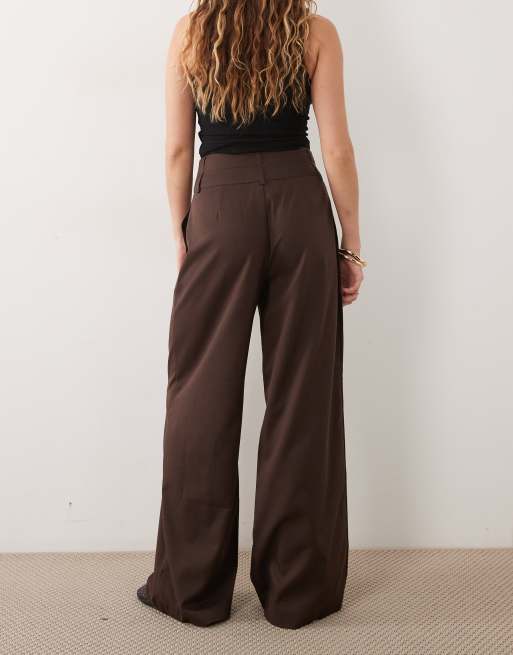 Vila tailored wide leg pants co-ord in chocolate brown, 5 of 5