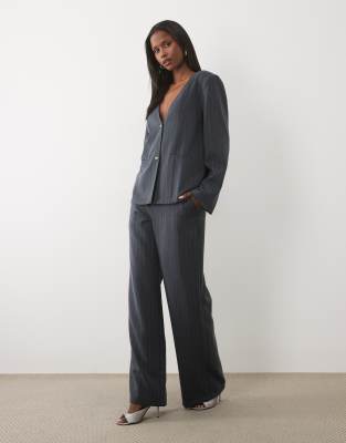 Vila Tailored Wide Leg Pants In Blue