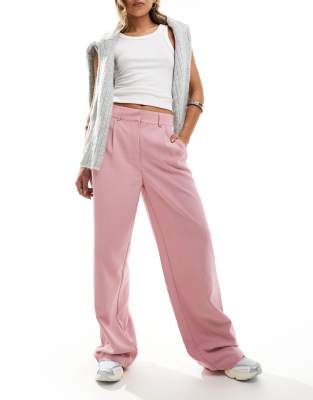 tailored wide leg pants in dusty pink