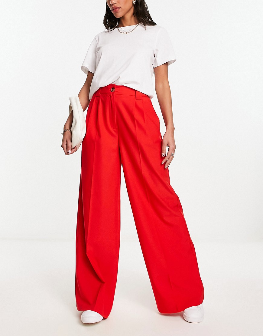 Vila tailored wide leg pants in red