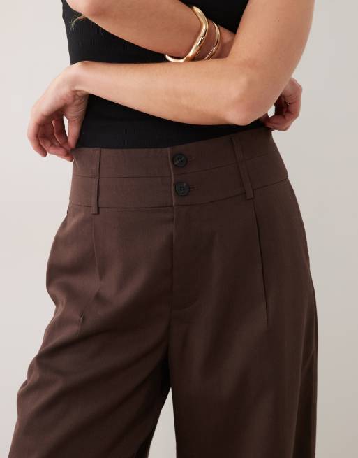 Vila tailored wide leg pants set in chocolate brown, 3 of 5