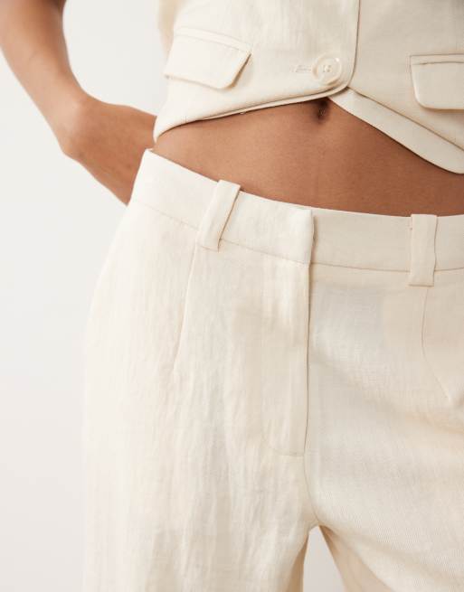 Vila tailored wide leg trousers co-ord in cream, 3 of 5