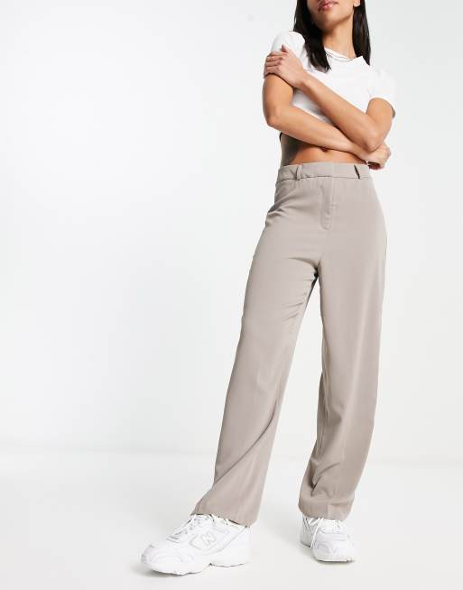 Vila tapered formal pants in gray