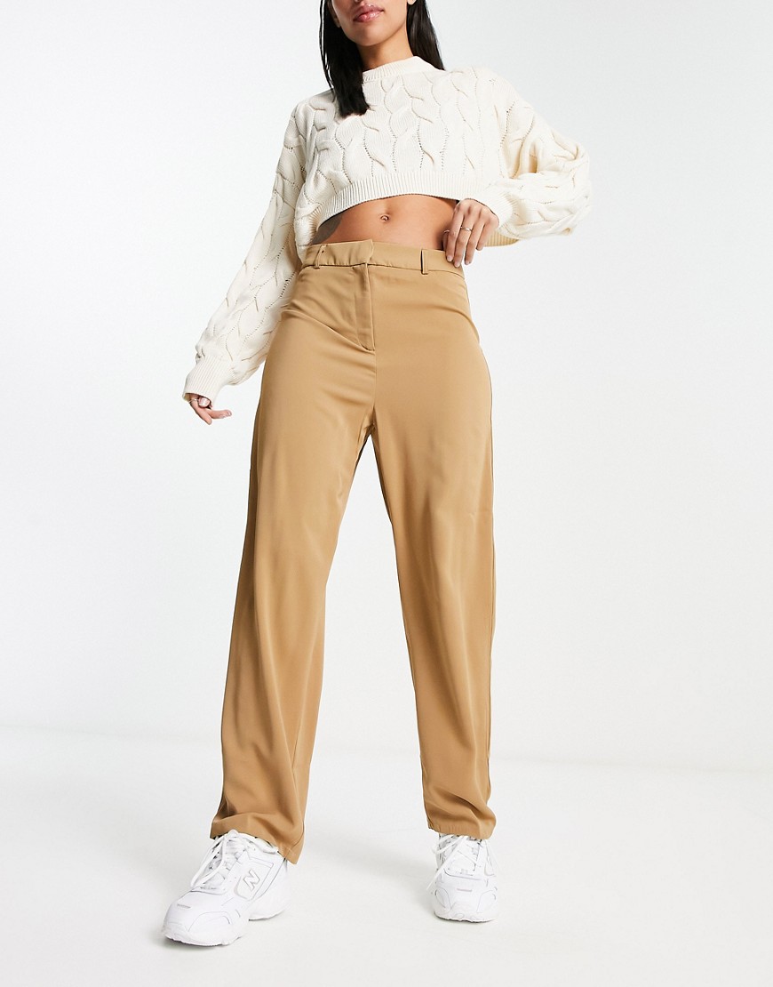Vila tapered formal trousers in camel-Neutral