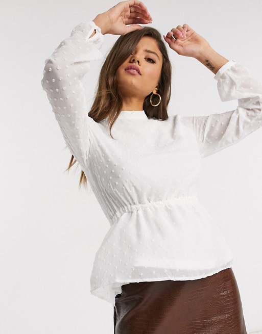 Vila textured blouse in white