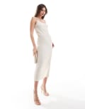 [Vila] Vila textured cami midi dress in cream-White M Birch