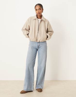Vila Textured Clean Bomber Jacket In Neutral