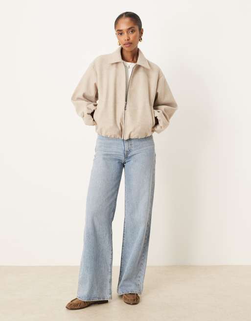 VILA textured clean bomber jacket in natural melange