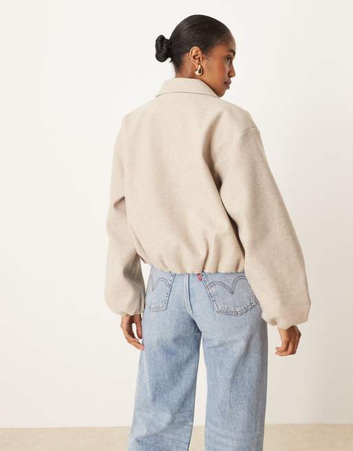 VILA textured clean bomber jacket in natural melange