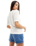 [Vila] Vila textured cotton knit top in white XL White alyssum