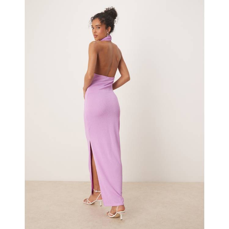 Vila textured cowl neck low back maxi dress in violet | ASOS