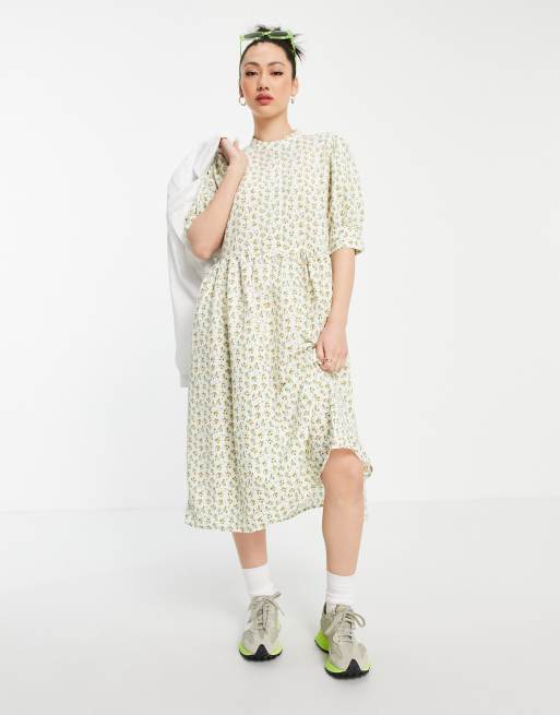 Vila textured floral maxi dress with volume sleeve, 3 of 4