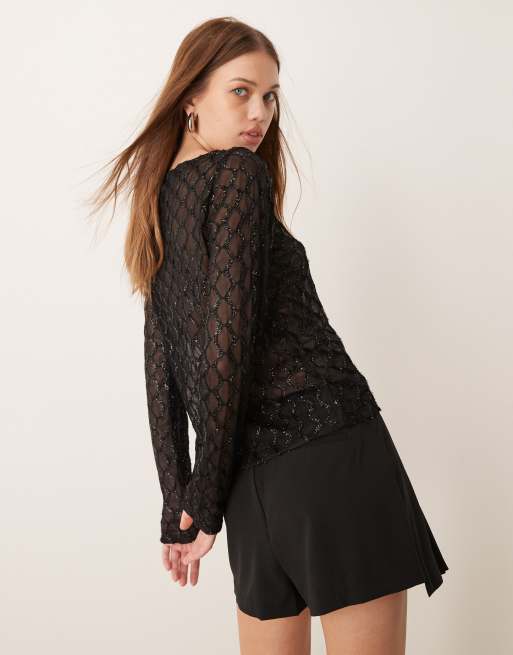 Vila lace long sleeve top sales