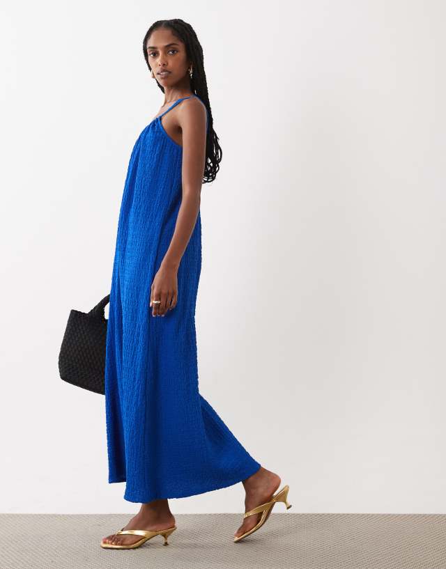 cobalt blue jersey dress Vila - Textured Cami Maxi - Women - Polyester/Spandex - 2XL Bridesmaid cobalt