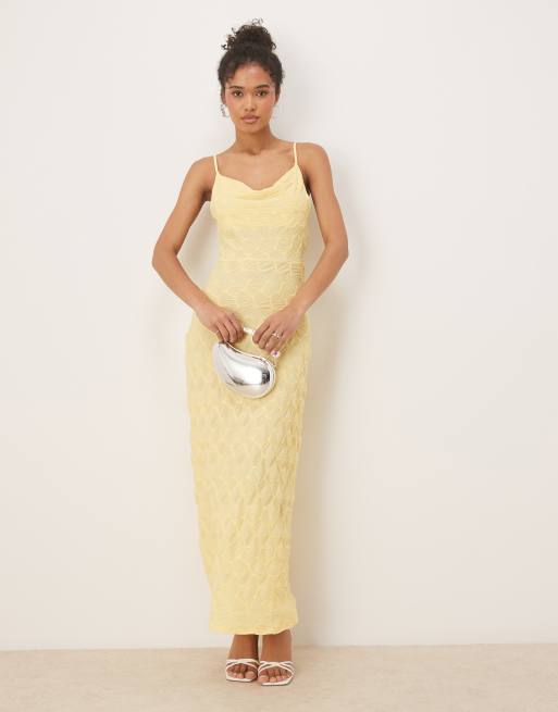 VILA textured jersey cami maxi dress in pale yellow