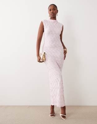 Vila Textured Jersey Maxi Dress In Pink