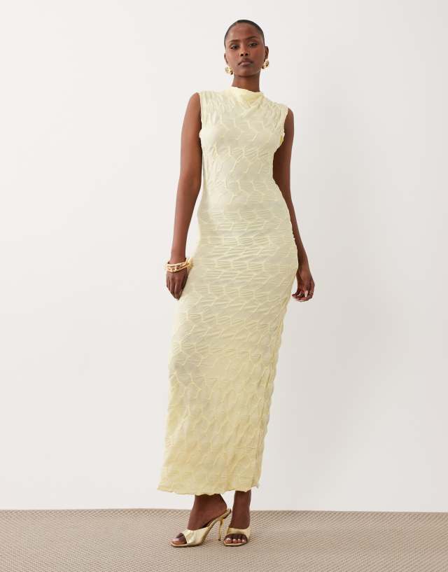 jersey maxi dress VILA textured in pastel yellow Striped Polo Dress | Pink Blue now reimagined as a Color:WHITE Green