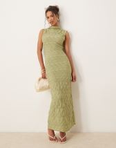 ASOS DESIGN deep cowl neck mesh maxi dress with twisted strap in striped print