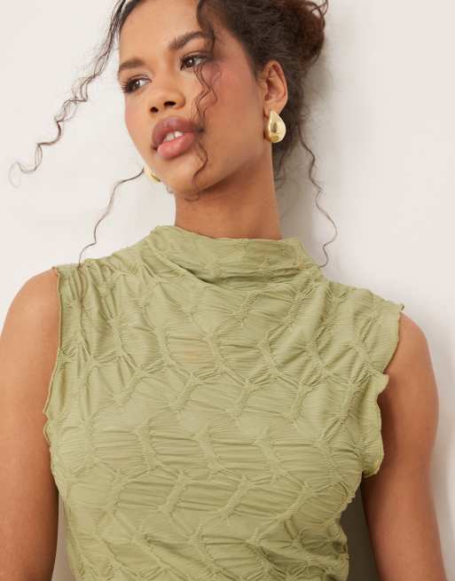 VILA textured jersey maxi dress in sage green