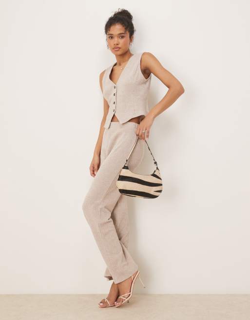 Vila textured jersey vest in light heathered natural - part of a set
