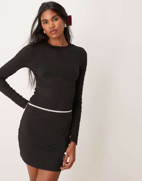Vila textured long sleeve bodysuit in black - view 1