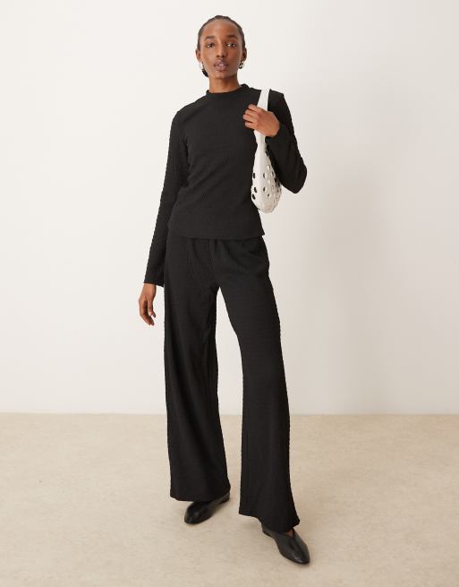 VILA textured long sleeve top in black (part of a set)