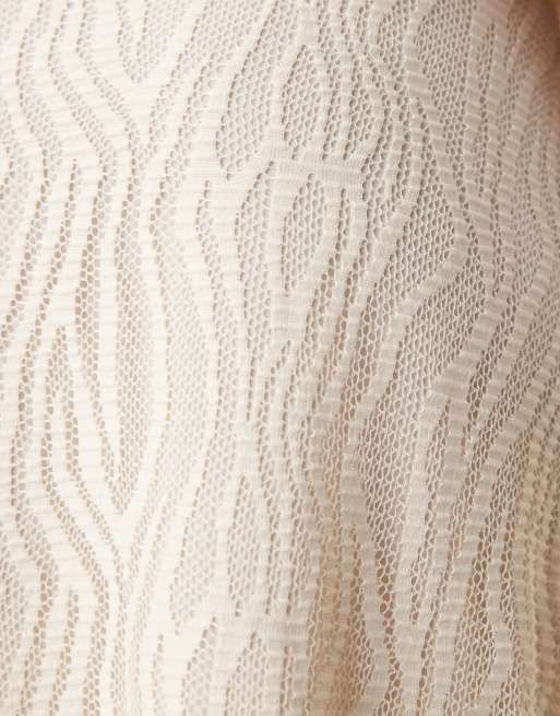Vila textured maxi skirt co-ord in cream, 5 of 5