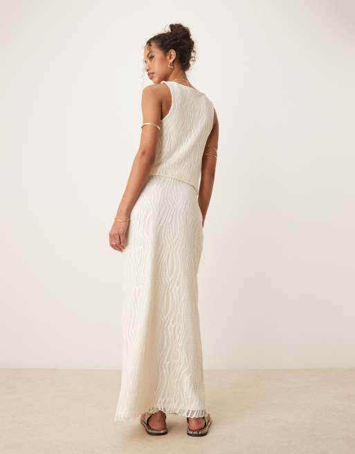 Vila textured maxi skirt in cream - part of a set, 3 of 5