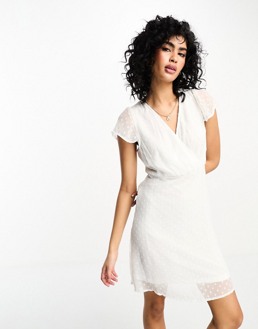 Vila Textured Mini Dress In White