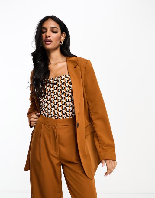 Vila textured oversized blazer in rust - part of a set | ASOS