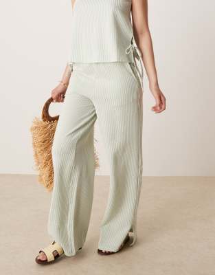 Vila Textured Stripe Wide Leg Pants