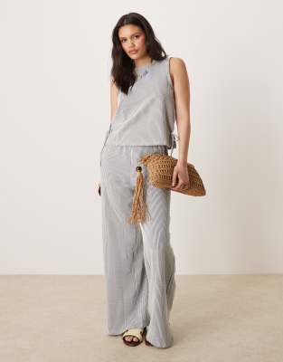 Vila Textured Striped Sleeveless Tie Side Top