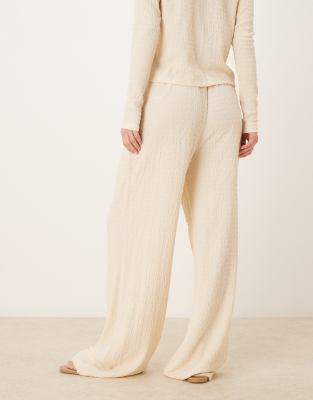 Vila Textured Wide Leg Jersey Pants In White