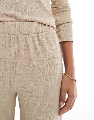 Vila Textured Wide Leg Pants In Neutral