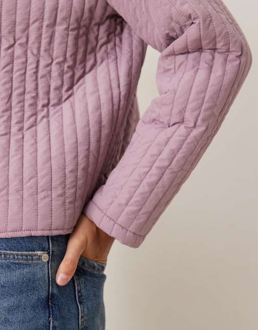 VILA tie front quilted jacket in pale mauve | ASOS