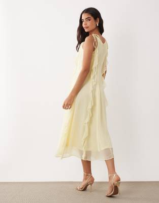 Vila Tie Shoulders Ruffle Cami Midaxi Dress In White