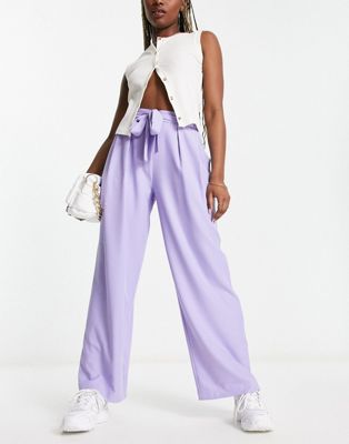Vila tie waist trousers in lilac