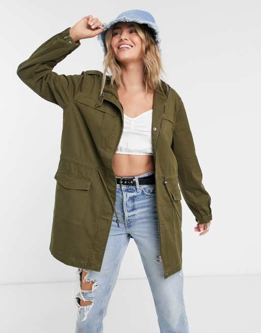 Patterned Utility Jacket - Khaki green/patterned - Ladies