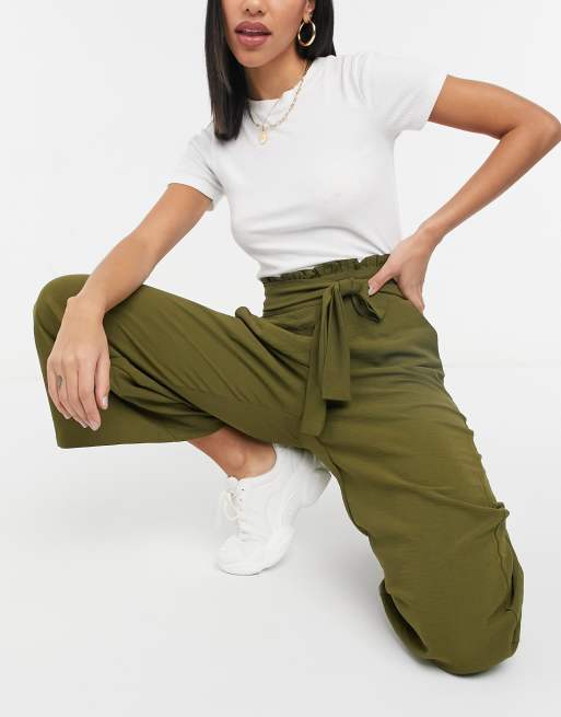 Dark Olive Wide Leg Cargo Trouser