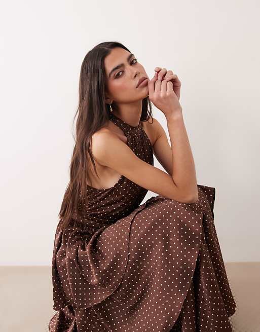 brown polka dot dress KNIT - / Ecru and more. Nectar Clothing Womens Polka Dot