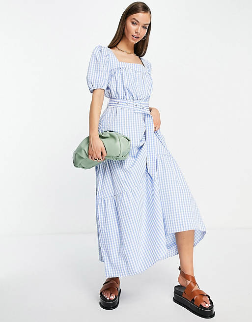 Vila tiered maxi dress in gingham
