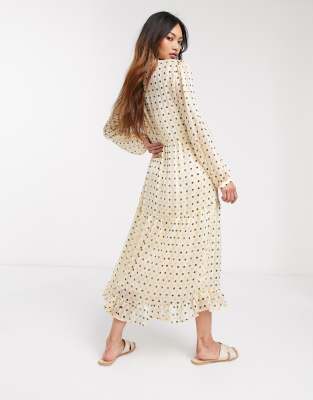 polka dot maxi shirt dress