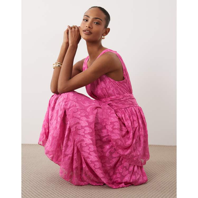 jacquard tiered maxi dress Vila Dress 'VISINDY' female Pink floral size 34